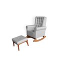 Ver imagem 2 de Poltrona Amamentação Aquila Luxo Balanço com Puff Linho Cinza Ideal Móveis