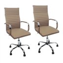 Ver imagem 1 de Kit 2 Cadeiras Presidente Escritório Esteirinha Eames Alta Branca Preta Bege