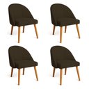 Ver imagem 1 de Kit 04 Cadeiras Poltrona de Jantar Luna Suede Marrom Pés Palito Castanho