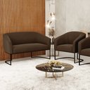 Ver imagem 2 de Sofá Namoradeira e Poltrona Base Industrial Preto Stella Suede Marrom D03 - D'Rossi