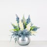 Arranjo Lavanda Artificial Azul no Vaso de Vidro Espelhado Prata Beng Flores - 2