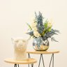 Arranjo Lavanda Artificial Azul no Vaso de Vidro Espelhado Prata Beng Flores - 1