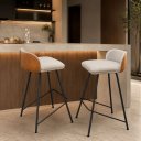 Ver imagem 1 de Kit 2 Banqueta Nobre Luxo Alta Área Gourmet Base de Aço Bancada Cozinha:Bege/Preto