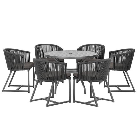 Mesa e 6 Cadeiras e Noronha Preto E11 Trama Original Preto