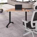 Ver imagem 6 de Escrivaninha Trapezoidal Orgânica 120 cm X 52 cm Pés Metal com Rodízio para Escritório e Home