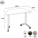 Ver imagem 3 de Escrivaninha Trapezoidal Orgânica 120 cm X 52 cm Pés Metal com Rodízio para Escritório e Home