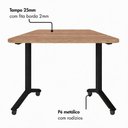 Ver imagem 4 de Escrivaninha Trapezoidal Orgânica 120 cm X 52 cm Pés Metal com Rodízio para Escritório e Home