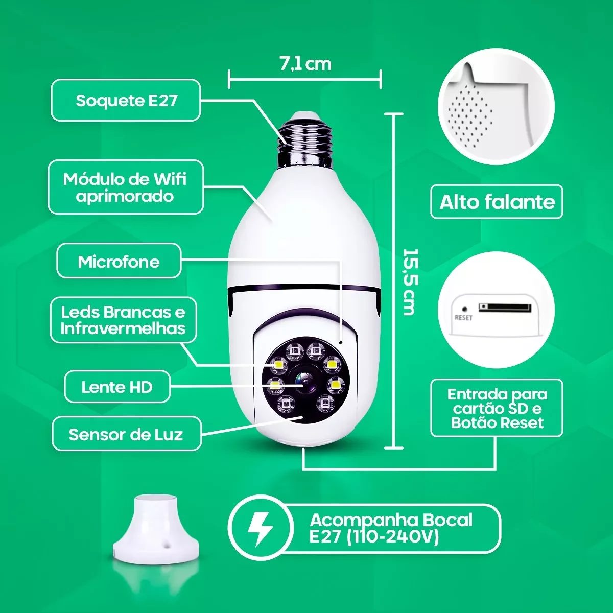 Ver imagem 2 de Camera de Segurança Ip Lampada Motorizada 8177qj