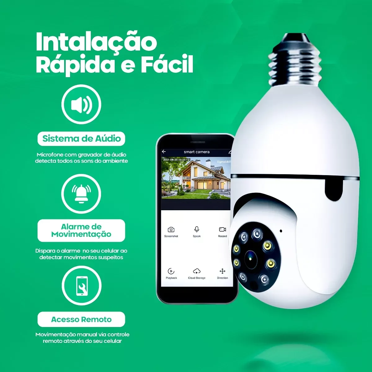 Ver imagem 3 de Camera de Segurança Ip Lampada Motorizada 8177qj