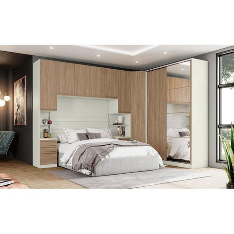 Quarto Henn Seletto 5 Peças Armário Ponte + 1 Guarda Roupa + 1 Closet + 2 Complementos Qm01