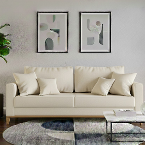 Sofá 3 Lugares, 1,80m, Living Beny, Base de Madeira, Tecido Linho.