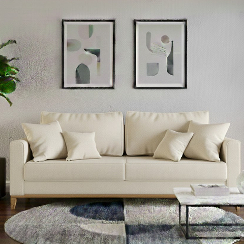 Sofá 3 Lugares, 1,80m, Living Beny, Base de Madeira, Tecido Linho.