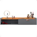 Ver imagem 1 de Penteadeira Suspensa Camarim Decor Porta Maquiagem Nicho Quarto Pequeno Retrô Cinza/cinamomo