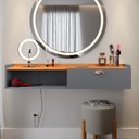 Ver imagem 2 de Penteadeira Suspensa Camarim Decor Porta Maquiagem Nicho Quarto Pequeno Retrô Cinza/cinamomo