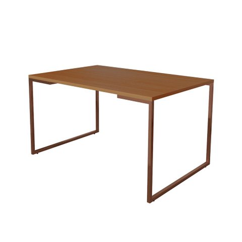 Mesa de Jantar Industrial 6 Lugares Canela 140x90 Base Aço Cobre