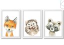 Ver imagem 4 de 3 Quadros Decorativos Animais do Bosque Raposa Aquarela:pinus