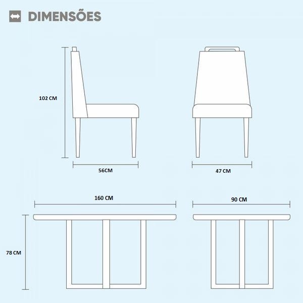 Conjunto Sala de Jantar 6 Lugares Mesa e Cadeiras Madeira Maciça e Tampo com Vidro - 7