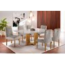 Conjunto Sala de Jantar 6 Lugares Mesa e Cadeiras Madeira Maciça e Tampo com Vidro - 1
