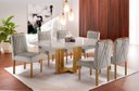 Ver imagem 1 de Conjunto Sala de Jantar 6 Lugares Mesa e Cadeiras Madeira Maciça e Tampo com Vidro