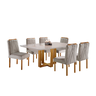 Conjunto Sala de Jantar 6 Lugares Mesa e Cadeiras Madeira Maciça e Tampo com Vidro - 2