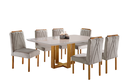 Ver imagem 2 de Conjunto Sala de Jantar 6 Lugares Mesa e Cadeiras Madeira Maciça e Tampo com Vidro