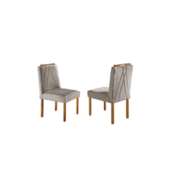 Conjunto Sala de Jantar 6 Lugares Mesa e Cadeiras Madeira Maciça e Tampo com Vidro - 4