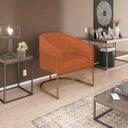 Ver imagem 1 de Poltrona Decorativa Sala de Estar Recepção Luiza Base de Ferro Dourado Suede Terracota - ADJ Decor