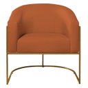 Ver imagem 2 de Poltrona Decorativa Sala de Estar Recepção Luiza Base de Ferro Dourado Suede Terracota - ADJ Decor