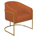 Ver imagem 6 de Poltrona Decorativa Sala de Estar Recepção Luiza Base de Ferro Dourado Suede Terracota - ADJ Decor