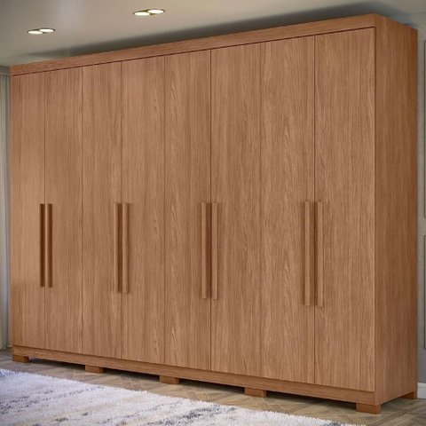 Guarda Roupa Casal 239cm 8 Portas 4 Gavetas com Pés Vortex Jatobá S01 - Mpozenato