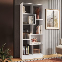 Estante Livreiro com 8 Nichos Branco - Qmovi - 2