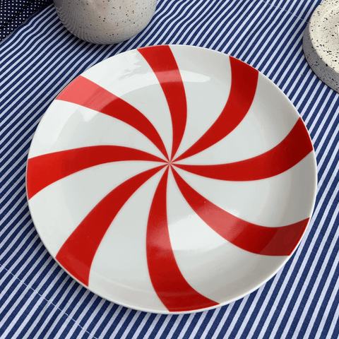 Prato Sobremesa de Porcelana Lollipop Vermelho - Casa Toco