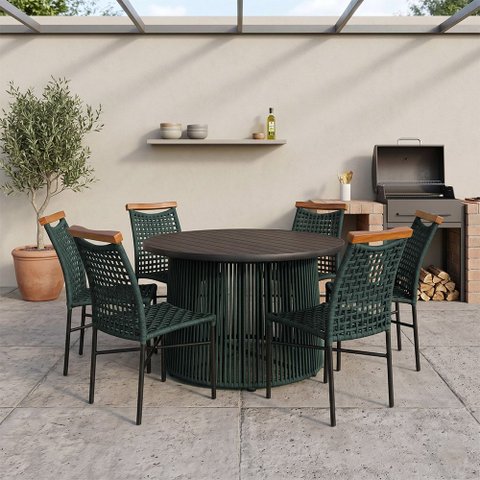 Mesa Elegante para Area Gourmet com Estrutura em Aluminio Verde Musgo Anne
