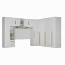 Ver imagem 2 de Guarda Roupa Casal Modulado 4 Peças 12 Portas 5 Gavetas com Cabeceira 100% MDF Smart Branco