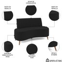 Ver imagem 3 de Sofá 2 Lugares para Sala Living 160cm Pés Palito Tamar K04 Veludo Preto - Mpozenato