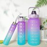 Kit 3 Garrafa de Água Marcador de tempo A prova de vazamentos Motivacional Squeeze 2L 900ML 300ML Ga - 2