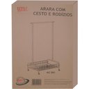 Ver imagem 5 de Arara de Roupas Desmontável Branca com Cesto e Rodízios Utimil Cabideiro de Chão Aço Carbono
