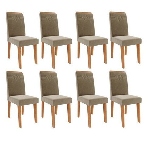 Kit 8 Cadeiras para Sala de Jantar Estofadas Tais Marrom/Cinamomo/Joli