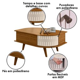 Mesa de Centro Indianápolis Cinamomo Off White – Madetec - 3