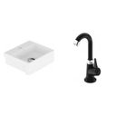 Ver imagem 1 de Conjunto para Banheiro Cuba de Semi-Encaixe Roma 11,5CMX33CMX29CM e Torneira Bica Móvel ABS 1/4 Japi Branco