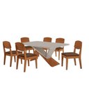 Ver imagem 1 de Mesa de Jantar Yasmin 180cm Tampo Mdf Vidro Canto Copo com 6 Cadeiras Copper