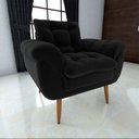Ver imagem 3 de Poltrona Decorativa Confortável Pés em Madeira Maciça Xangai Veludo Preto Matrix