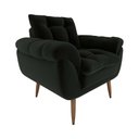 Ver imagem 1 de Poltrona Decorativa Confortável Pés em Madeira Maciça Xangai Veludo Preto Matrix