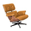 Ver imagem 5 de Poltrona Charles Eames com Puff Couro Envelhecido Linha Premium Sala Escritório Recepção - Caramelo