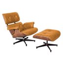 Ver imagem 2 de Poltrona Charles Eames com Puff Couro Envelhecido Linha Premium Sala Escritório Recepção - Caramelo