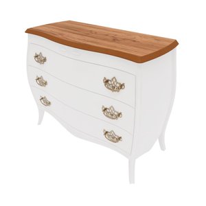 Cômoda Bombê Isabel 3 Gavetas Laca com Chave Branco