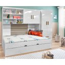 Ver imagem 1 de Quarto Modulado Infantil Eloa Guarda Roupa Modulo Aereo Cama e Cama Auxiliar Branco - Phoenix Baby