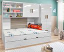 Ver imagem 1 de Quarto Modulado Infantil Eloa Guarda Roupa Modulo Aereo Cama e Cama Auxiliar Branco - Phoenix Baby