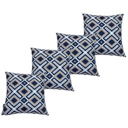 Kit 4 Capas de Almofada Impermeável Belize Zíper Invisível 45cmx45cm:Geométriza Azul - 1