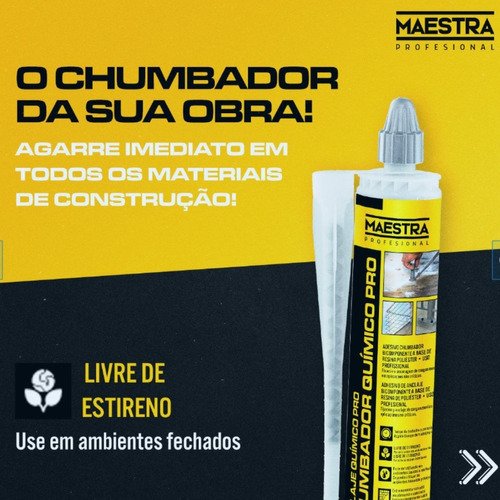 Chumbador Químico Pro Cinza 480g Fixação Ultra Rápida Forte - 3